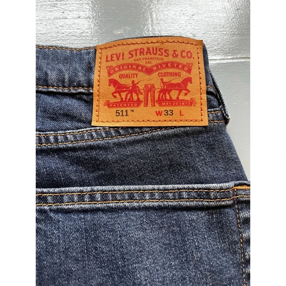 Levi's 511 Cutoff Denim Shorts‎ Men's W33 Dark Wash Raw Hem Casual Streetwear